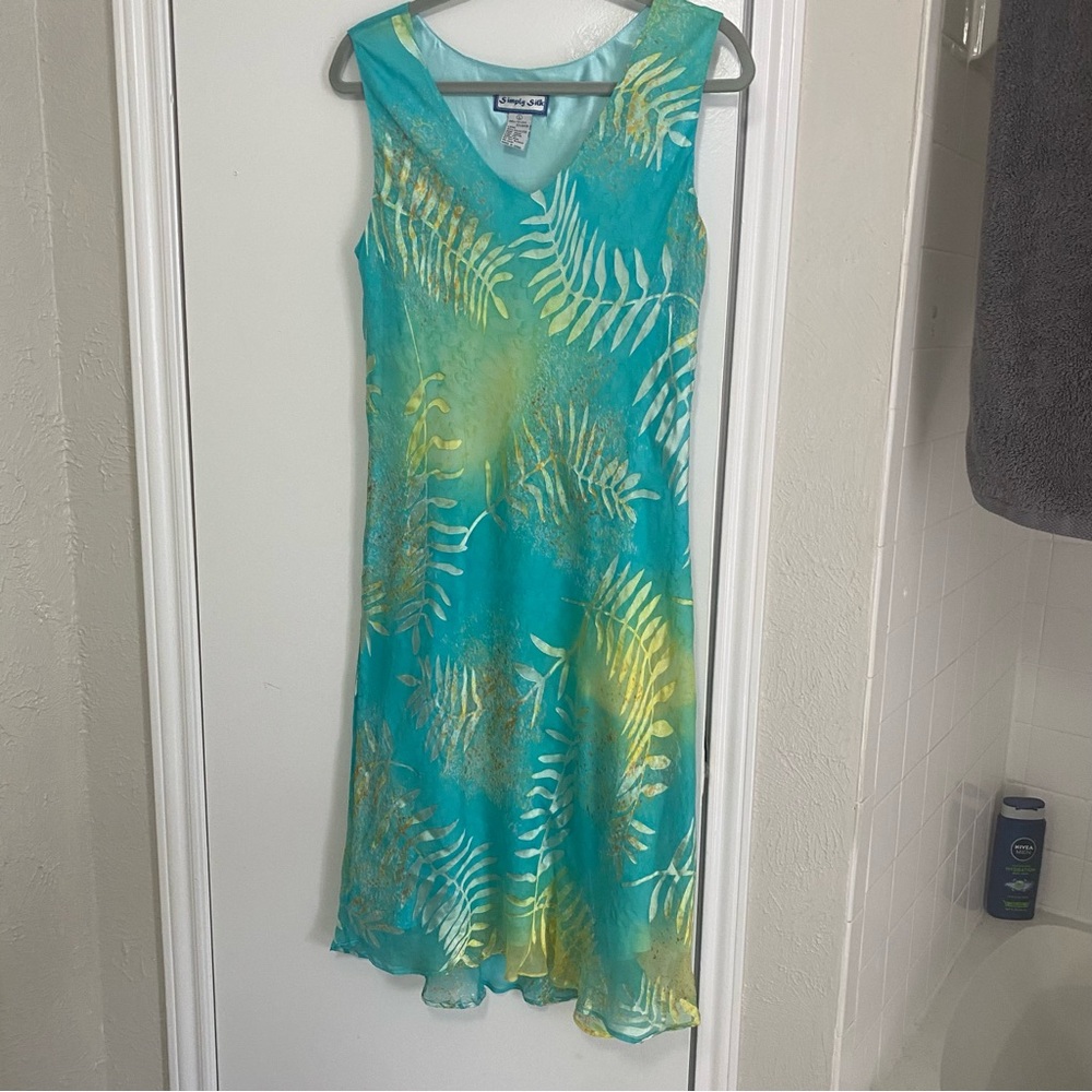 Simply Silk Vintage Y2K Burnout Fairy Midi Dress Size L Lined Whimsical Garden